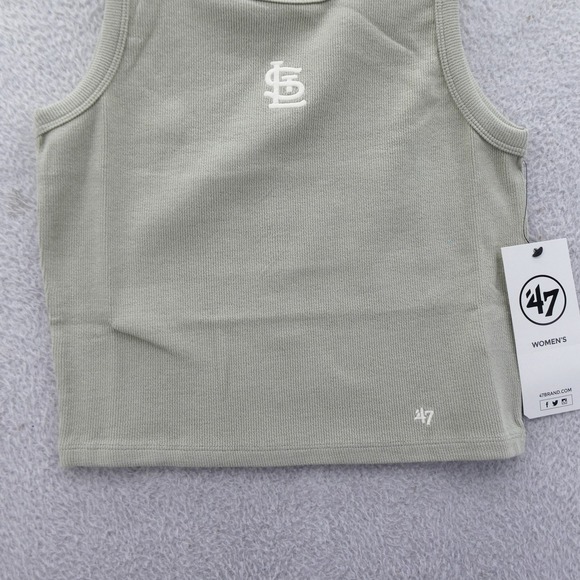 47 Brand St Louis Cardinals Womens Ribbed Tank Top Sage Green Medium MLB Crop - Picture 2 of 9